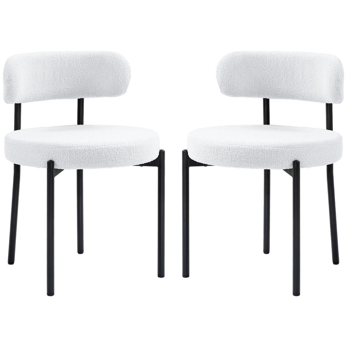 Set of 2 Berber Fleece Dining Chairs - Cream White