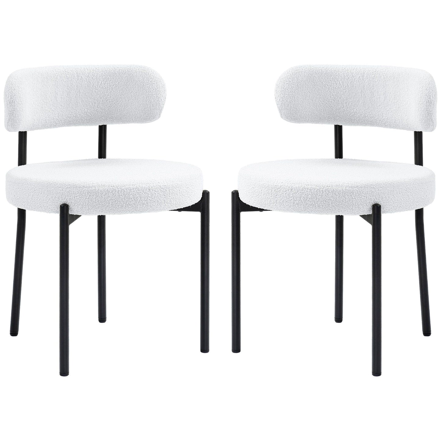 Set of 2 Berber Fleece Dining Chairs - Cream White