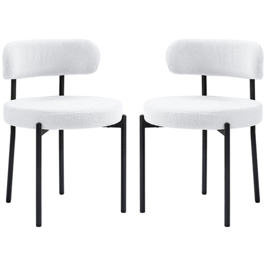 Set of 2 Berber Fleece Dining Chairs - Cream White