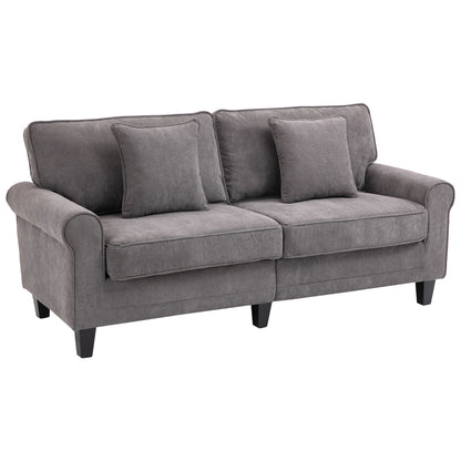 3-Seater Corduroy Sofa with Wood Legs - Light Grey