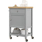 Rolling Kitchen Island Cart with Wood Top - Grey