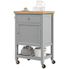 Rolling Kitchen Island Cart with Wood Top - Grey