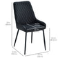 Upholstered Kitchen Chairs, Modern Dining Chairs Set of 2 with Diamond Tufting and Steel Legs for Dining Room, Black