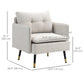 Tufted Accent Armchair with Steel Legs - Cream White