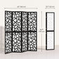 4 Panel Room Divider, 5.6 FT Lightweight Folding Privacy Screen with Geometric Pattern for Living Room, Bedroom, Black