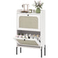 Shoe Cabinet with 2 Flip Drawers, Boho Narrow Shoe Storage Cabinet, White