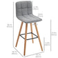 38" Upholstered Bar Stools Set of 2 with Wood Legs - Grey