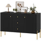 Buffet Cabinet, Modern Sideboard with 3 Soft-Close Drawers and 2 Adjustable Shelves for Living Room, Kitchen, Black