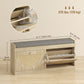 Shoe Bench with Cushion & Flip Doors - Natural Wood