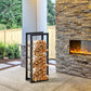 15.7" x 9.8" x 39.4" Firewood Rack Outdoor, Log Holder Fireplace Storage Rack with Handles and 220 lbs. Weight Capacity, Black