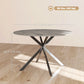 47" Round Kitchen Table for 4, Industrial Dining Table with Steel Legs for Dining Room, Grey Wood Grain and Black
