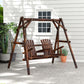 Wooden 2-Seat A-Frame Porch Swing Rustic Patio Bench Outdoor Furniture w/ Table