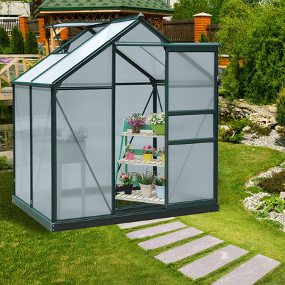 6.2' x 4.3' x 6.6' Clear Polycarbonate Greenhouse with Slide Door