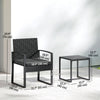 Outdoor Bistro Set, 3 Piece Wicker Patio Furniture Set with Glass Top Table and Cushions for Porch, Balcony, Black