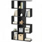 5-Tier S-Shaped Geometric Bookshelf - Black Wood Grain