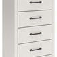 Linnocreek - White / Warm Brown - Four Drawer Chest