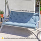 2 Seater Garden Bench Cushion, Soft Thick Outdoor Non-Slip 2 Seater Soft Pad With Backrest for Garden Patio, 47" x 43" x 5", Light Blue