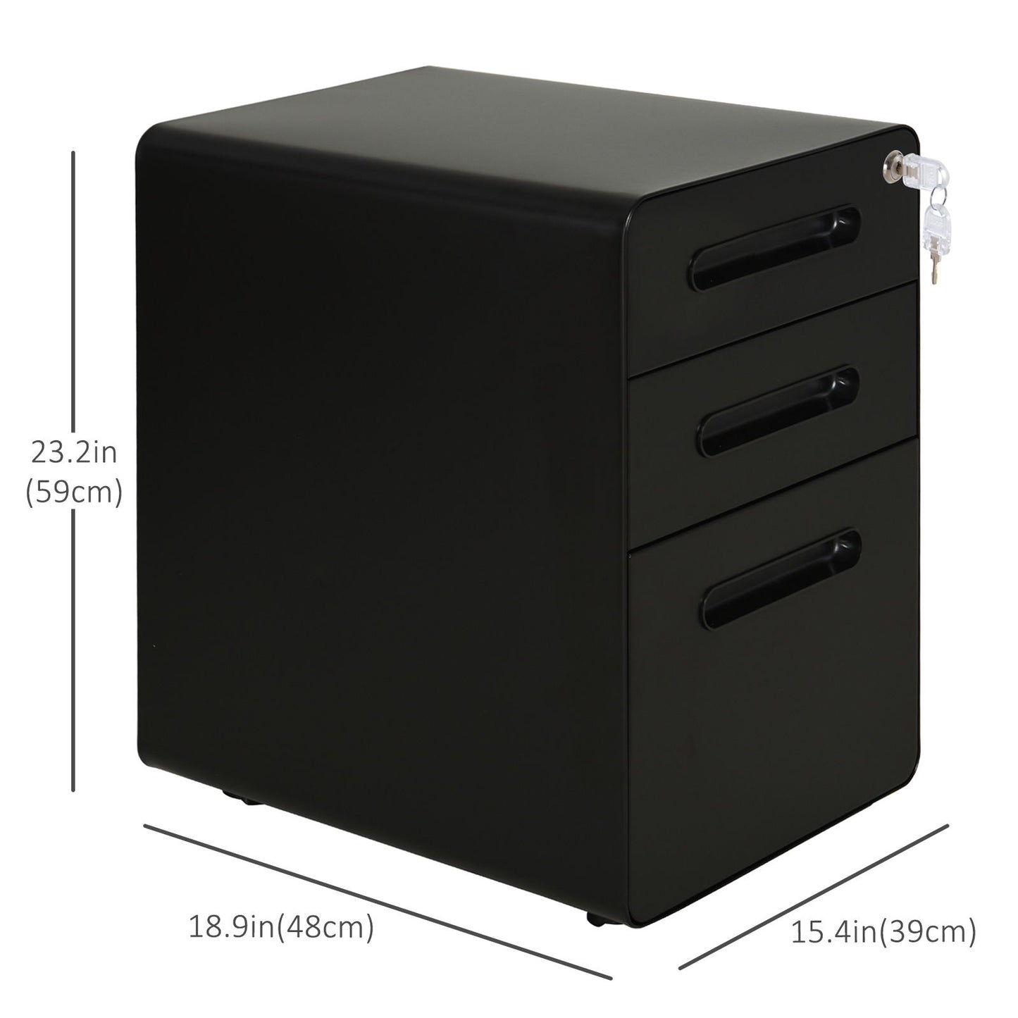 Lockable File Cabinet, Steel Filing Cabinet on Wheels for Legal, A4, Letter Size, Home Office