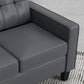 51" PU Leather Loveseat, Upholstered Double Sofa Couch with Armrests, Tufted Backrest, Pocket Spring and Sponge Padded Cushion for Living Room, Bedroom, Home Office, Grey