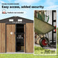 9.1'x6.4'x6.3' Garden Storage Shed, Outdoor Storage Tool House with Vents, Foundation and Lockable Double Doors, Teak