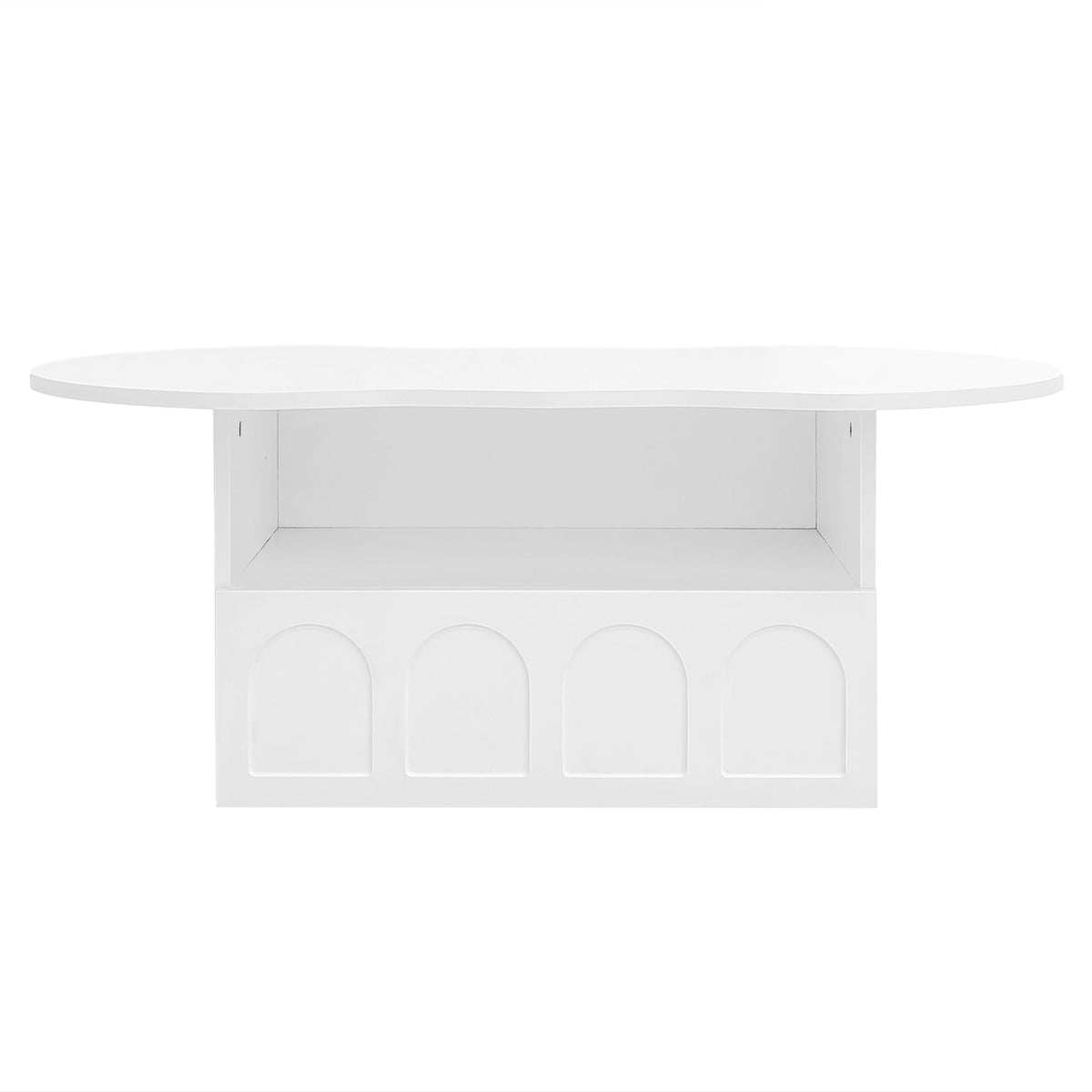 Cloud Coffee Table with Drawer and Open Storage, Particle Board, Cloud Coffee Table with Functional Design, 39.5" L x 23.5" W x 15" H, White