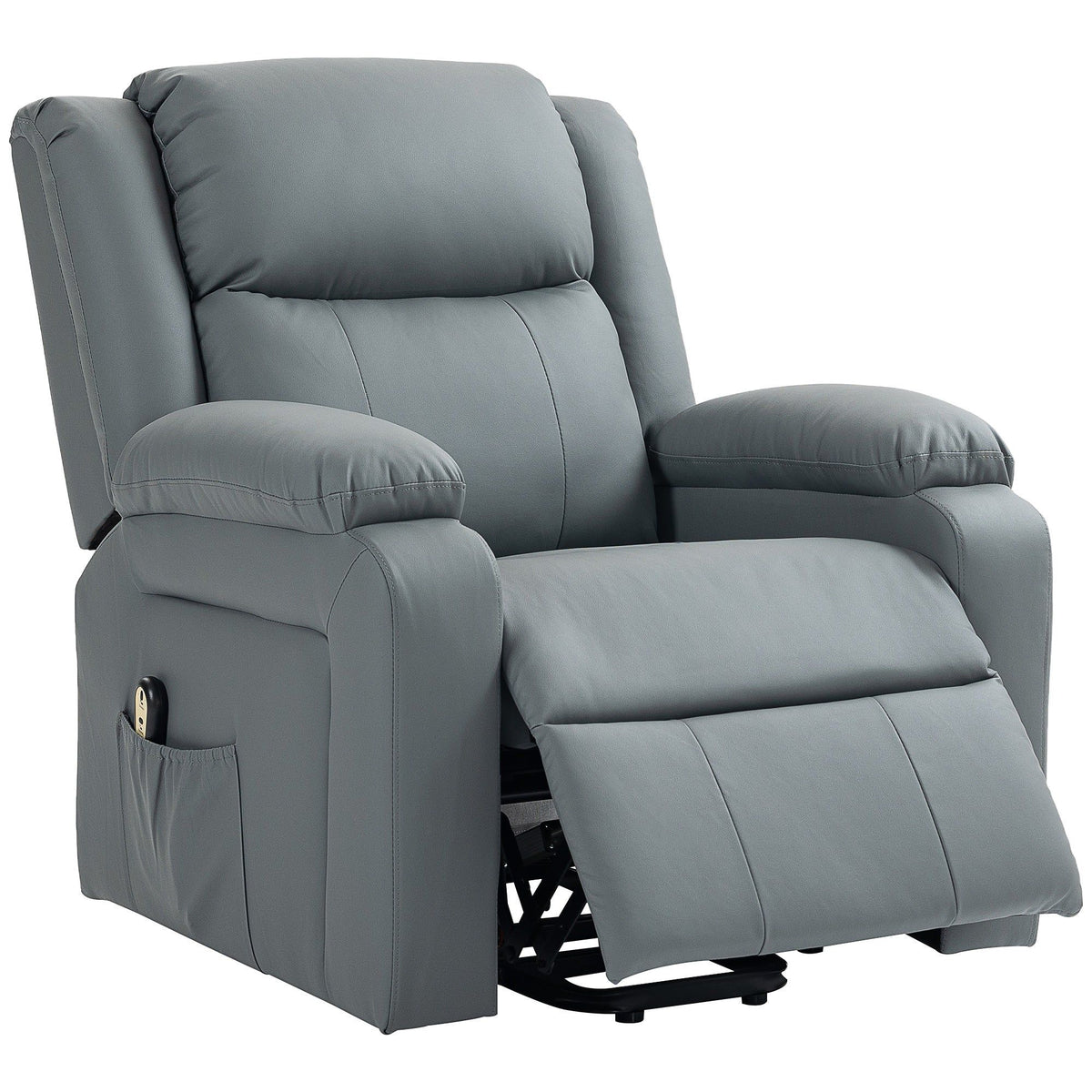PU Leather Power Lift Recliner with Remote - Grey