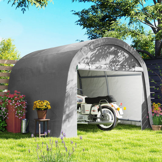 10' x 10' Outdoor Storage Tent, Heavy Duty and Waterproof Portable Shed for Bike, Motorcycle & Garden Tools, Light Grey