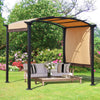 10' x 8' Outdoor Retractable Canopy Pergola Steel Frame Patio Pergola Shelter Sun Shade with Arc Roof, Beige