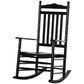 Wooden Outdoor Rocking Chair, Patio Rocking Chair with Slatted High Back and Armrests for Porch, Garden, Lawn, Black