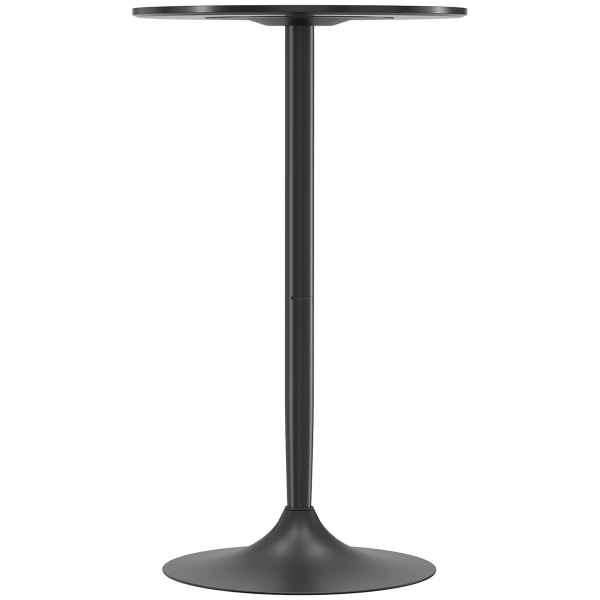 High Top Bar Table, Modern Round Dining Table with Painted Top and Steel Base, Bistro Table for 2 People, Black