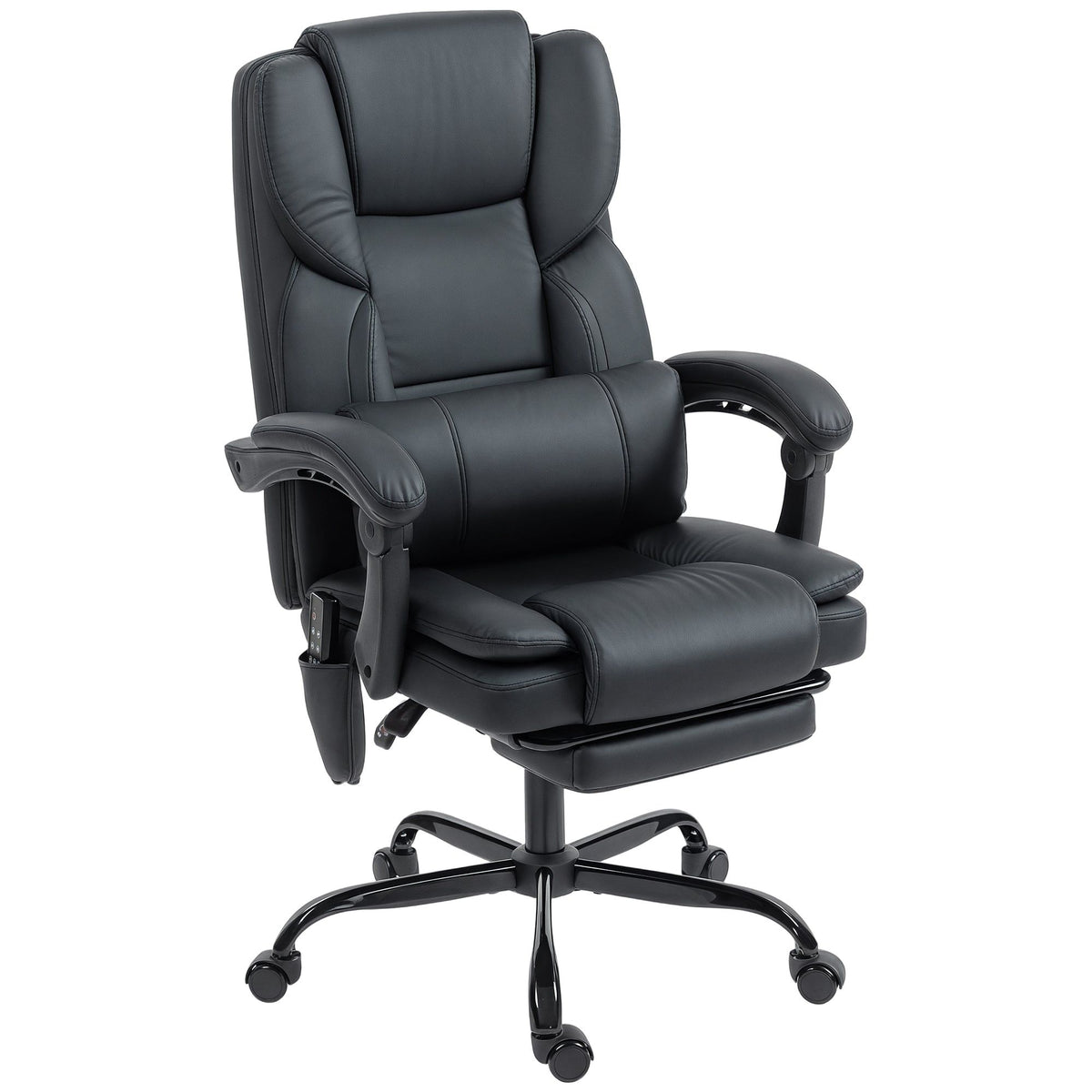 Reclining Massage Office Chair with Footrest - Black