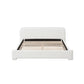 Queen Bouclé Upholstered Bed with 10 Slats, 3 Central Support Legs, Birch Wood Frame for Modern Condos, 87'' L x 71.5'' W x 24'' H, White