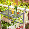 Adjustable Balcony Hanging Railing Table, Metal Mounting Mini Wall Desk Storage Rack, Outdoor Flower Stand Serving Table Rectangle, Grey