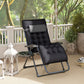 Padded Folding Recliner Chair, Patio Lounger with Cupholder, Adjustable Backrest, Removable Cushion, Black