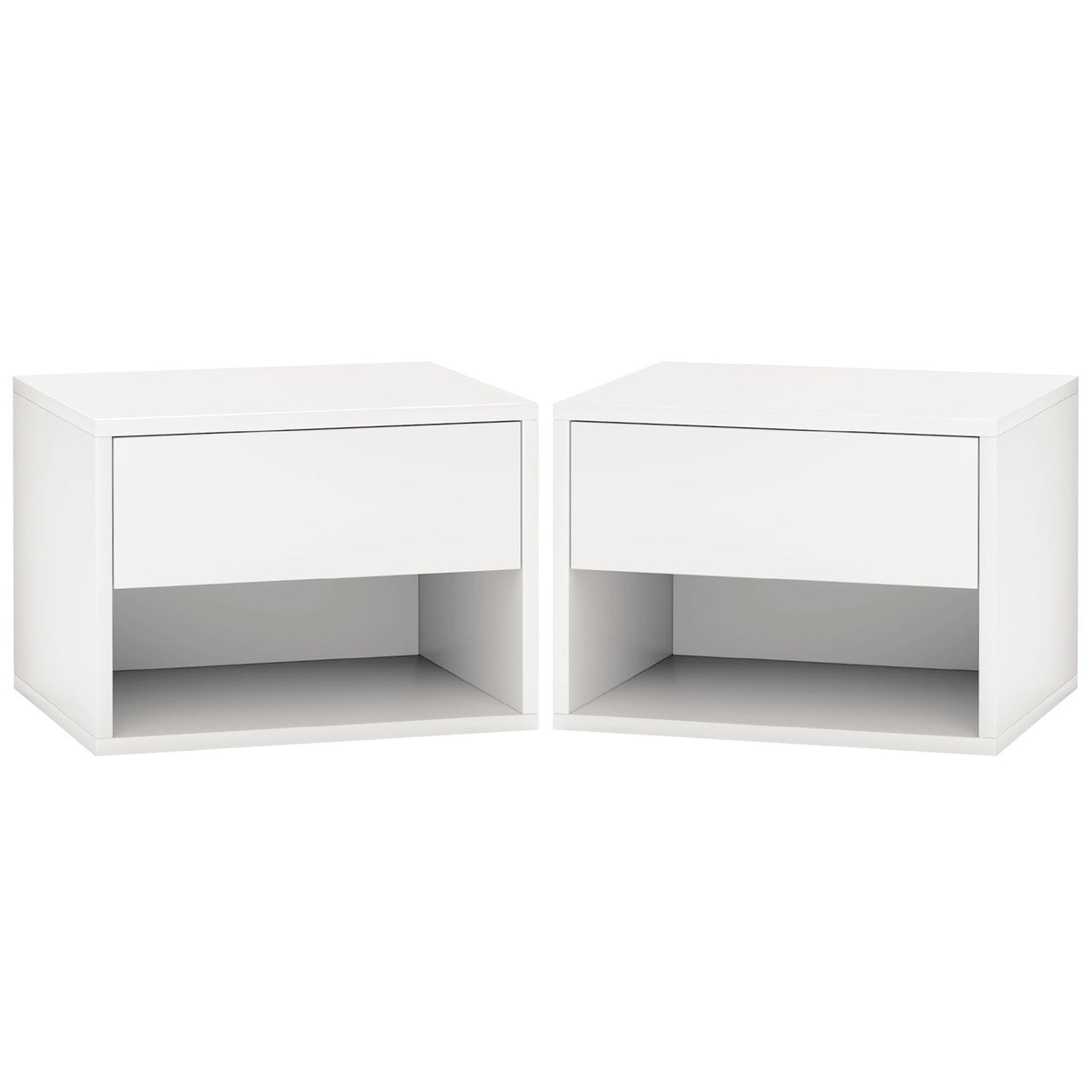 Floating Nightstand Set of 2, Wall Mounted Bedside Table with Drawer for Bedroom, White