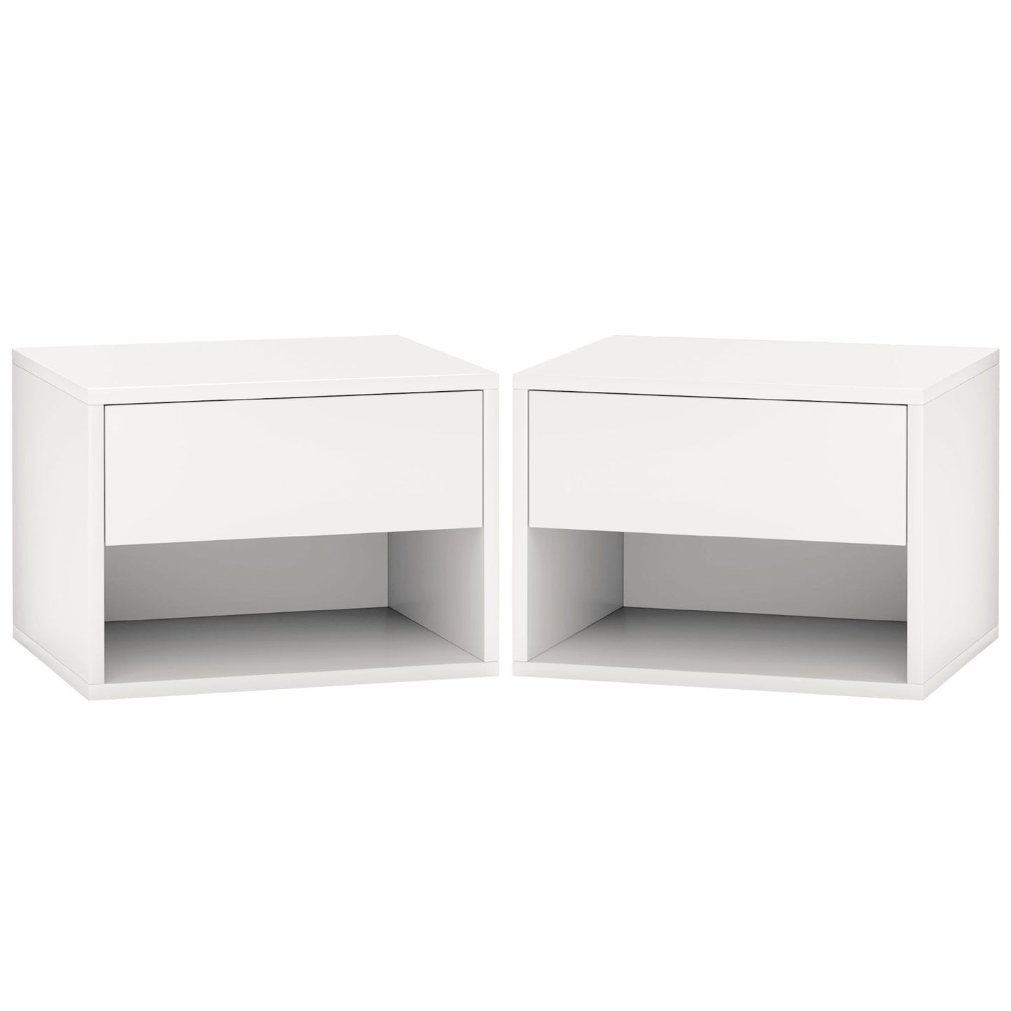 Floating Nightstand Set of 2, Wall Mounted Bedside Table with Drawer for Bedroom, White