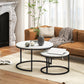 Modern Coffee Table Set of 2, Nesting Side Tables w/ Metal Base for Living Room Bedroom Office Faux Marbled White