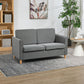 2-Seat Sofa Two-Seater Couch with Armrests and Wood Legs for Living Room, Bedroom, Grey