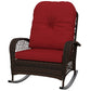Outdoor Wicker Rattan Rocking Chair Patio Rocker with Thick Cushions for Garden Backyard Porch, Red