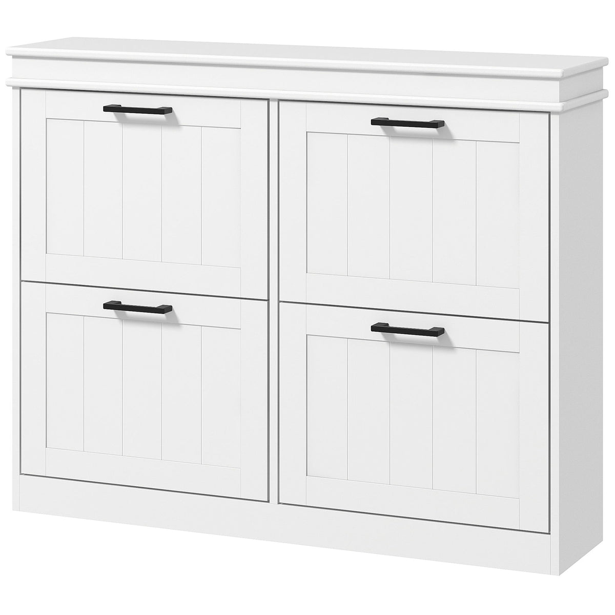 Shoe Storage Cabinet with 4 Flip Drawers and Adjustable Shelves, Narrow Shoe Cabinet for 20 Pairs of Shoes, White