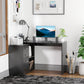 L-Shaped Corner Straight Writing Desk with Storage Shelf, Drawer, Home Office PC Table Computer Workstation, Black