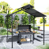 8 x 5ft Hardtop Grill Gazebo with Double Metal Roof, 2 Side Shelves and 10 Hooks for Patio Backyard Lawn Deck