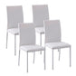 Modern Dining Chairs Set of 4, Upholstered Faux Leather Kitchen Chairs with Rhombic Tufting and Metal Legs for Living Room, White