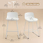 Modern Bar Stools Set of 2, PU Leather Barstools, Counter Height Kitchen Chairs for Breakfast Bars, Dining Room, White