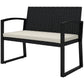 2 Seater Outdoor Bench, Rattan Garden Bench Loveseat with Cushion, Armrests, Steel Frame for Patio, Porch, Beige