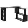 L-Shaped Rotating Corner Desk with Storage Shelf - Black
