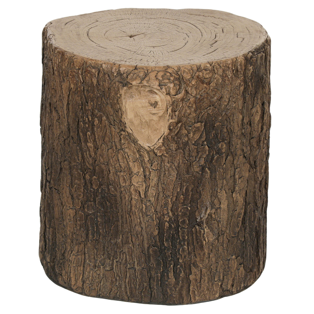 Tree Stump Decorative Garden Stool, 15" Outdoor Stool Side Table Plant Stand Footstool for Indoor Outdoor, Brown