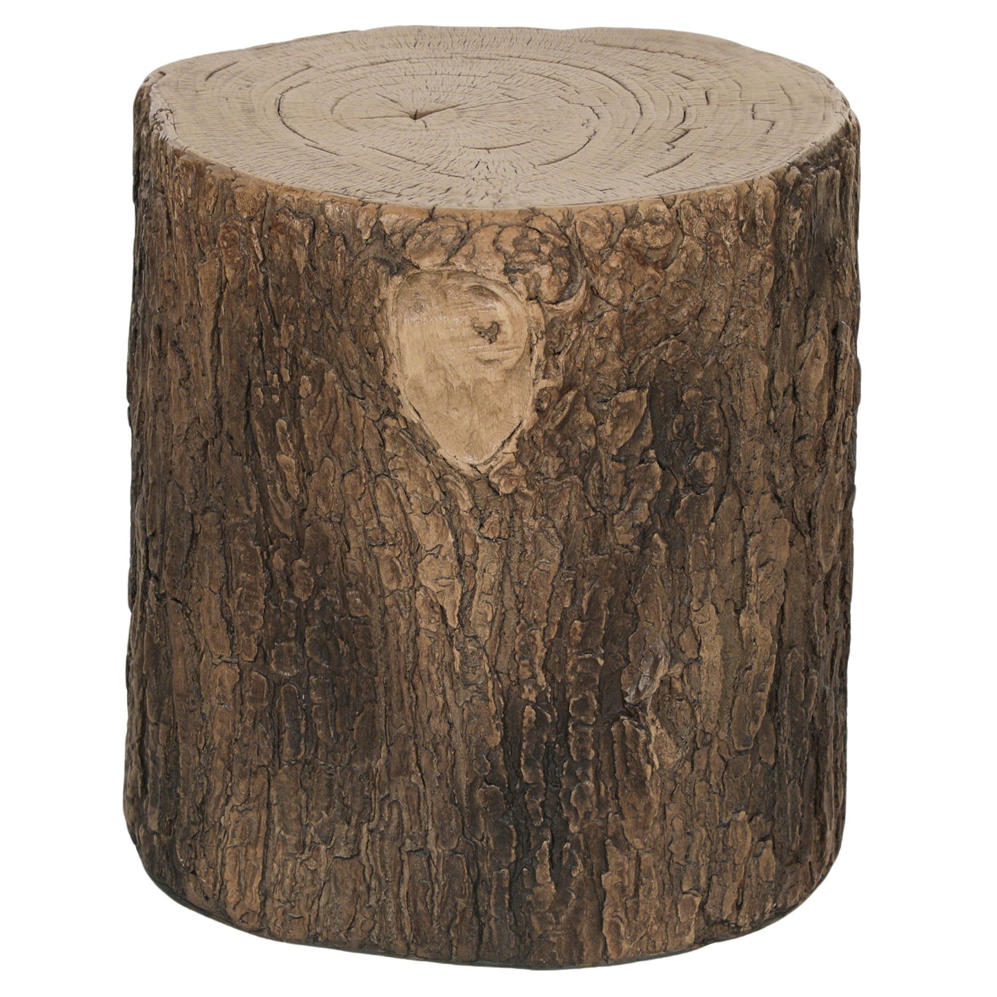 Tree Stump Decorative Garden Stool, 15" Outdoor Stool Side Table Plant Stand Footstool for Indoor Outdoor, Brown