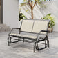 Outdoor Glider Bench, 2 Person Patio Glider Chair, Gliding Outdoor Garden Loveseat Swing Bench with Breathable Mesh Fabric, Steel Frame for Backyard, Porch, Cream White