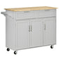Rolling Kitchen Island with Drawers and Cabinets - Grey